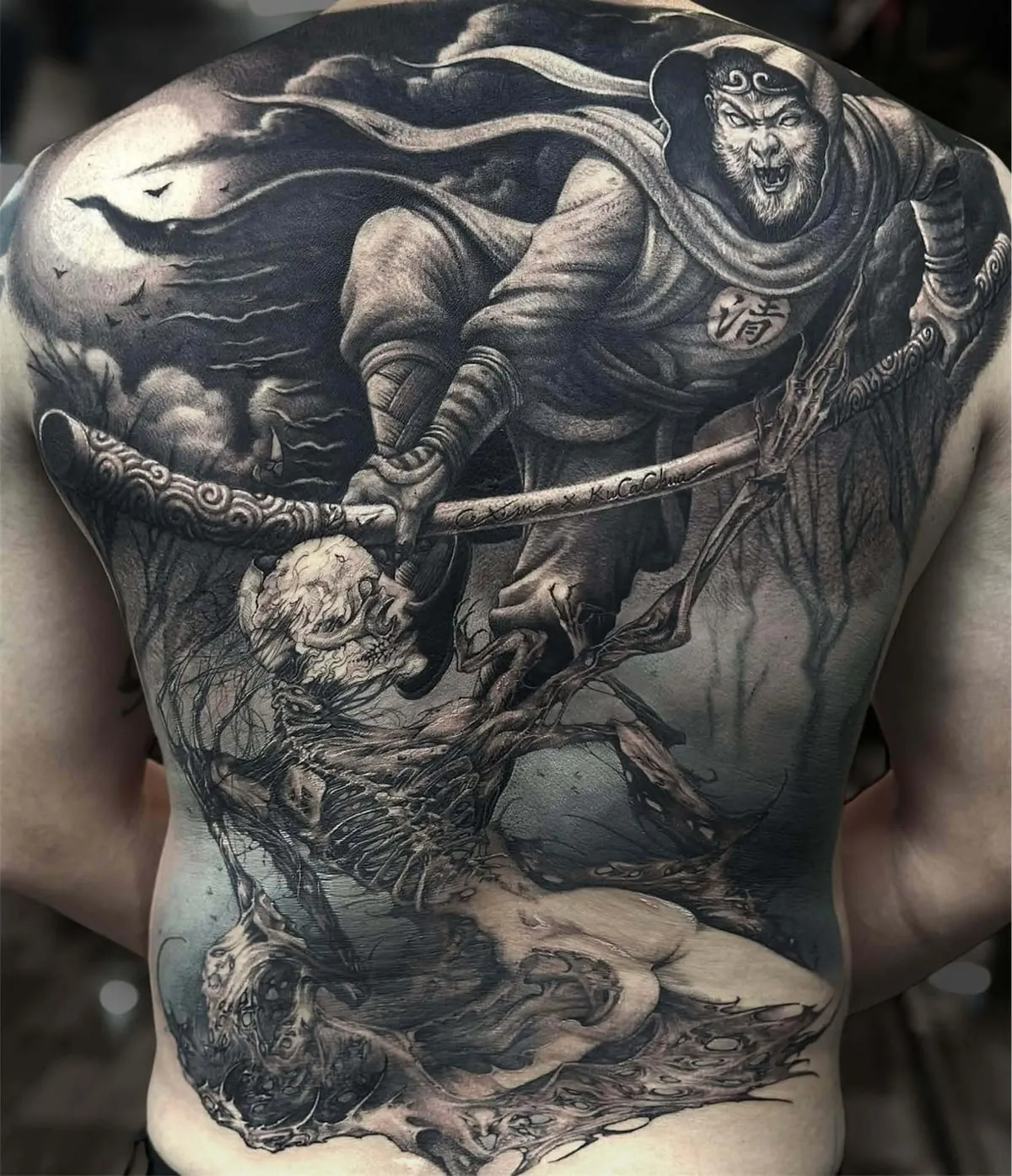 Guest Artist Cò Xám: Black & Grey Mythology Back Pieces