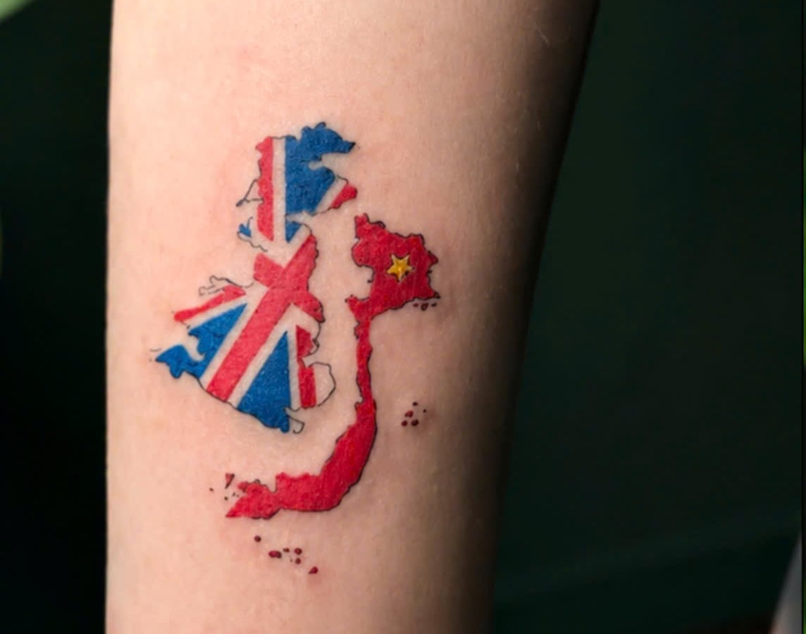 Map and Flag Tattoo Meaning: Home, Heritage and Two Countries